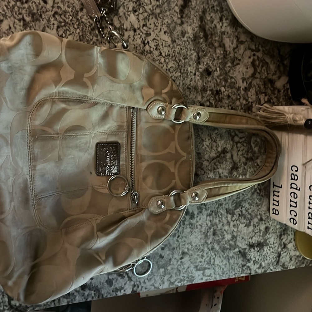 Coach Cream Shoulder Bag with Structured Design